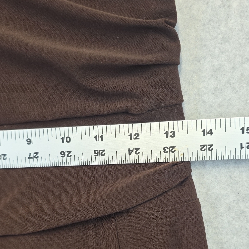 Mesmerize Brown Fit & Flare Midi Dress S NWT 3/4 Sleeve Wrap Style - Picture 6 of 11